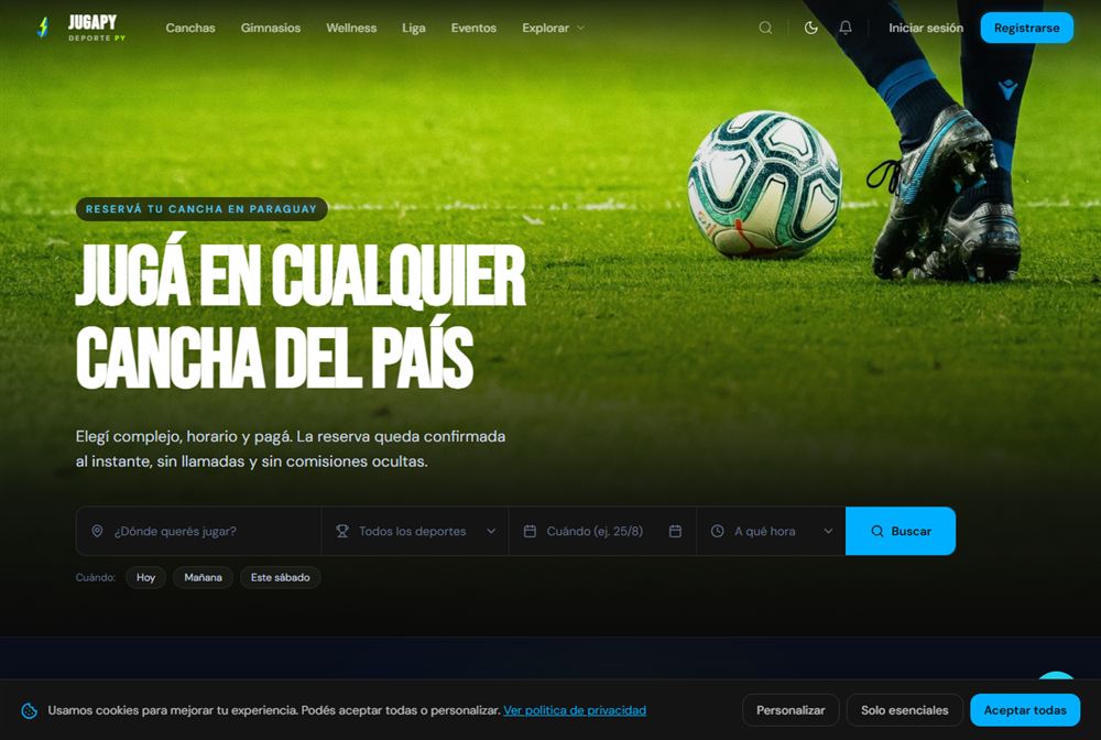 JugaPY — reservá tu cancha en cualquier lugar del país